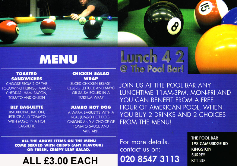 kingston pool bar menu